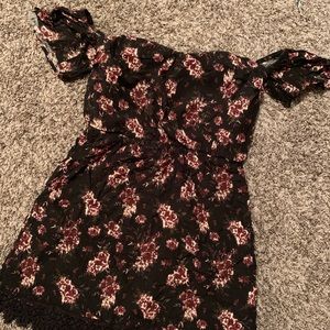 Black Floral off the shoulder Dress